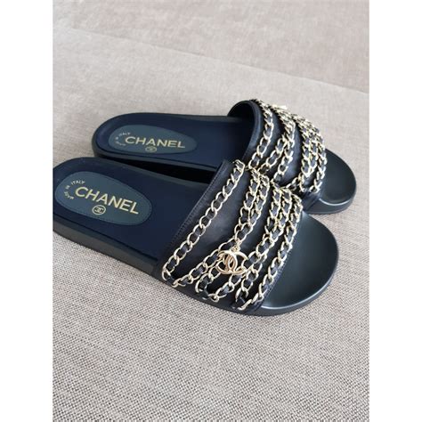 chanel chain slides 41|chanel strappy sandals.